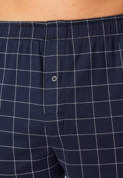 Boxershorts Feininterlock kariert nachtblau- Fine Interlock