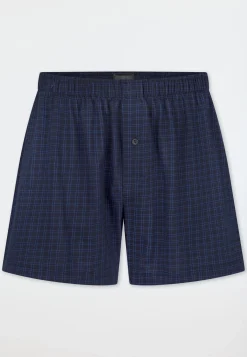 Boxershorts Jersey dunkelblau karierte - Cotton Casuals