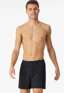 Boxershorts Jersey schwarz kariert - Cotton Casuals