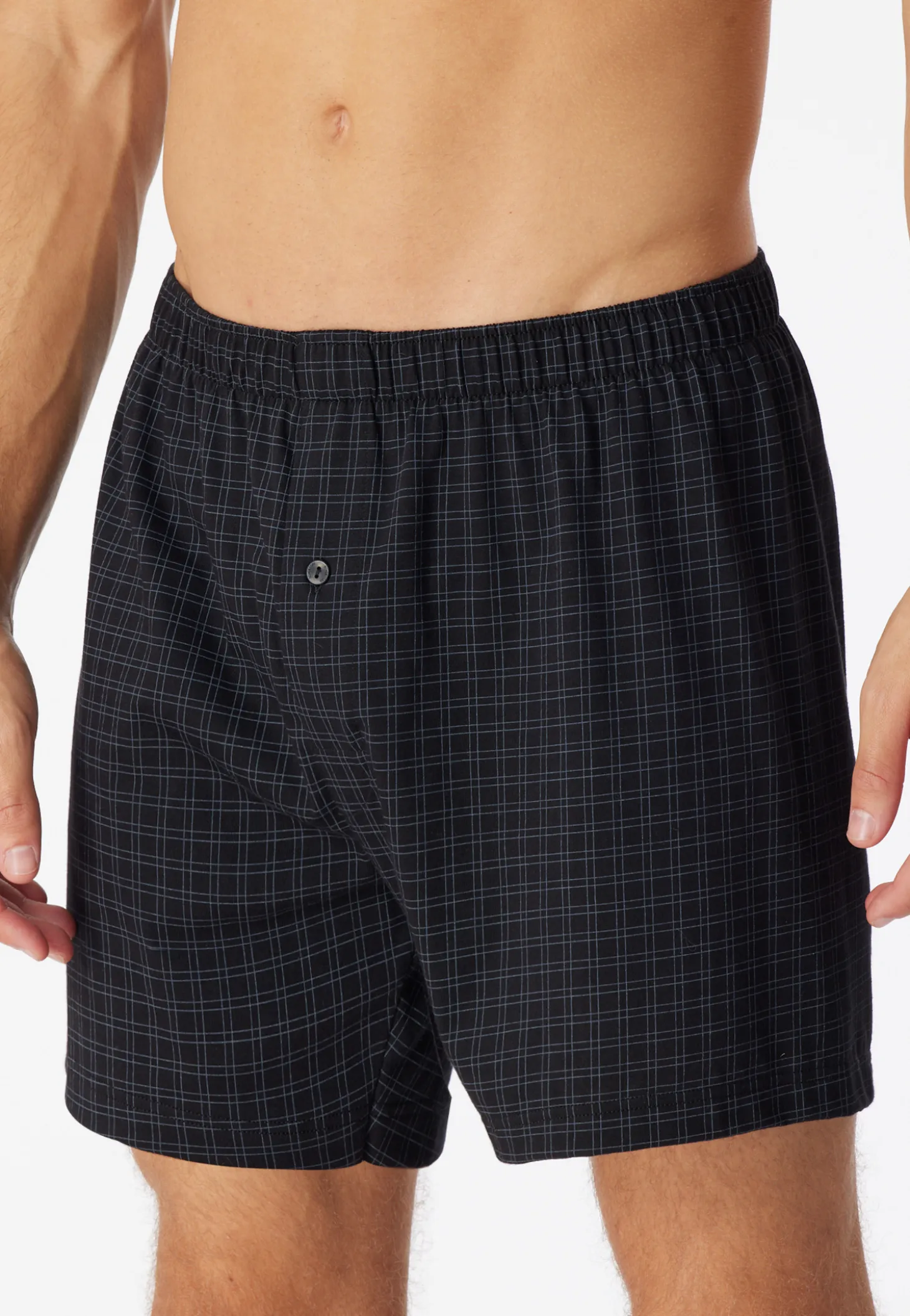 Boxershorts Jersey schwarz kariert - Cotton Casuals