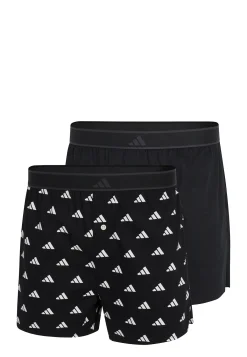 Boxershorts mit Knopfleiste 2er-Pack Schwarz/Weiss - ADIDAS