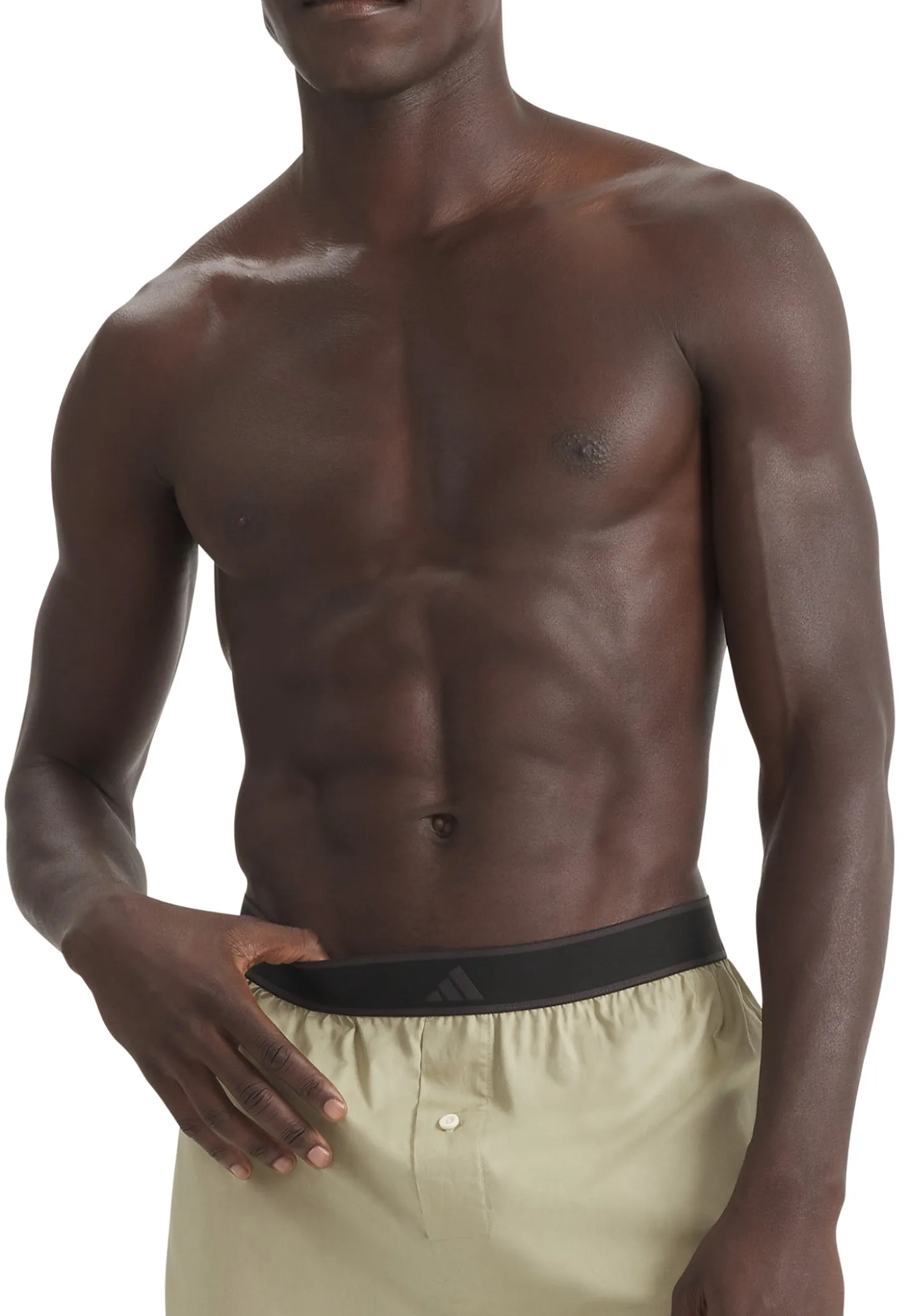 Boxershorts mit Knopfleiste 2er-Pack Oliv/Khaki - ADIDAS