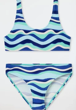 Bustier Bikini Set Wellen UV-Schutz 40+ blaugrün - Aqua
