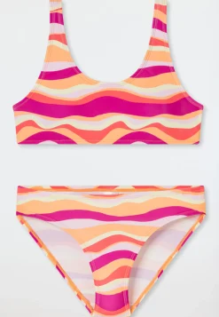 Bustier Bikini Set Wellen UV-Schutz 40+ vivid red - Aqua