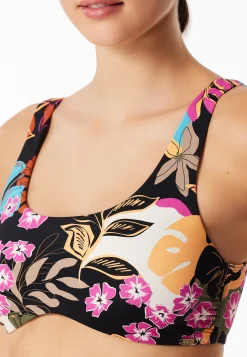 Bustier-Bikini-Top Blumen multicolor - Aqua