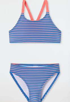 Bustier-Bikini Wirkware recycelt LSF40+ Streifen aquarium - Aqua