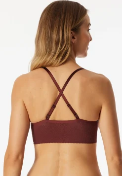 Bustier seamless herausnehmbare Pads Spitze burgund - Invisible Soft Lace
