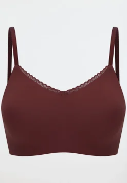 Bustier seamless herausnehmbare Pads Spitze burgund - Invisible Soft Lace