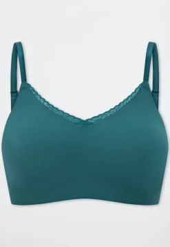 Bustier seamless herausnehmbare Pads Spitze grün - Invisible Soft Lace