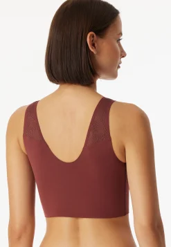 Bustier seamless herausnehmbare Pads Spitze burgund - Invisible Soft Lace