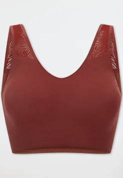 Bustier seamless herausnehmbare Pads Spitze burgund - Invisible Soft Lace
