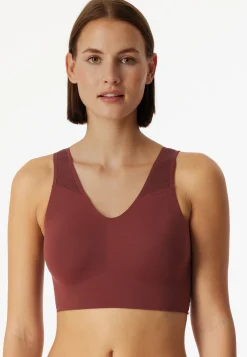 Bustier seamless herausnehmbare Pads Spitze burgund - Invisible Soft Lace