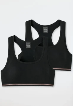 Bustiers 2er-Pack Doppelripp schwarz - Long Life Rib