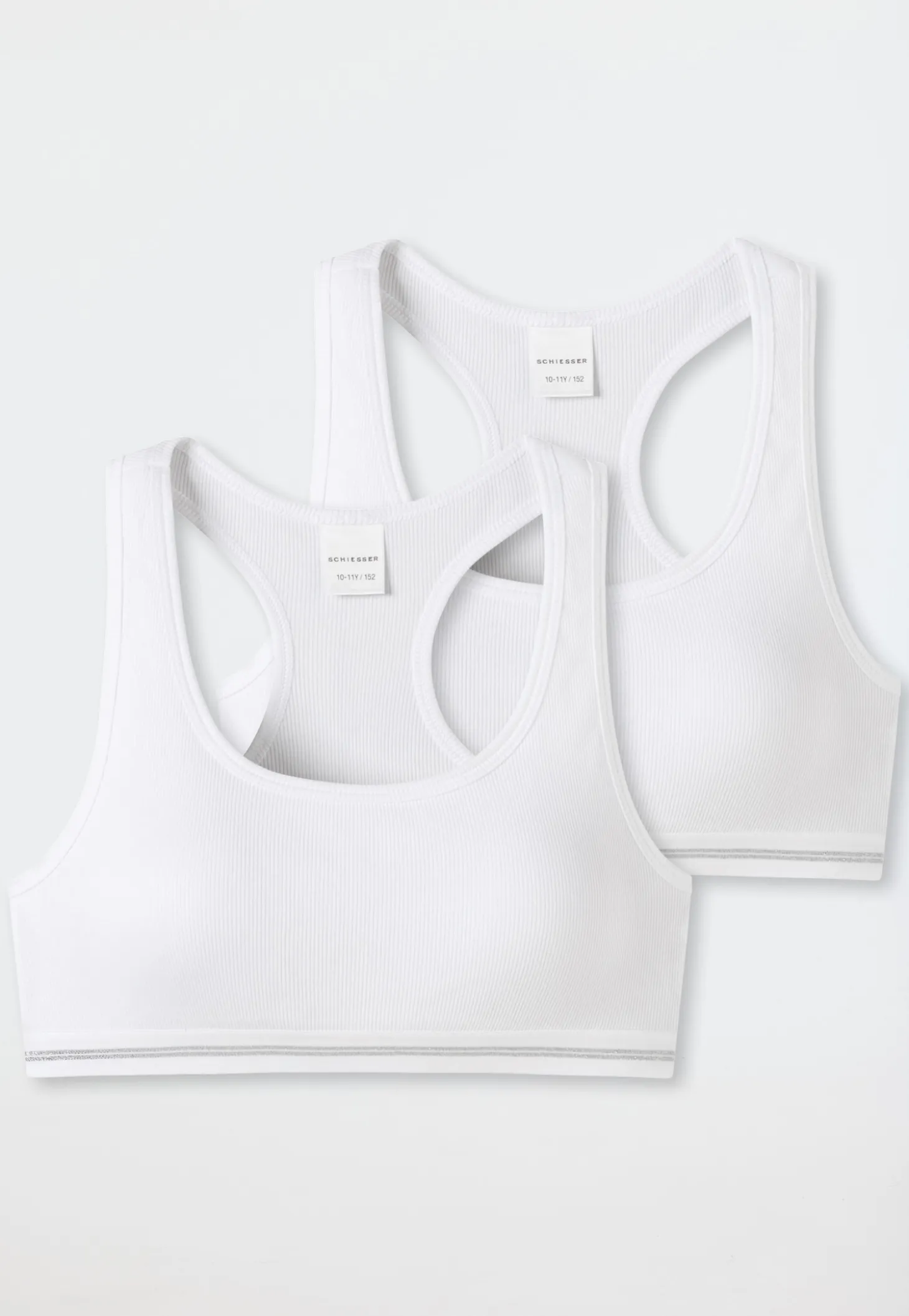 Bustiers 2er-Pack Doppelripp weiß - Long Life Rib