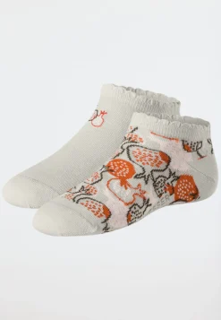 Damensocken Sneaker 2er-Pack Frucht-Artworks hellgrau - Fashion