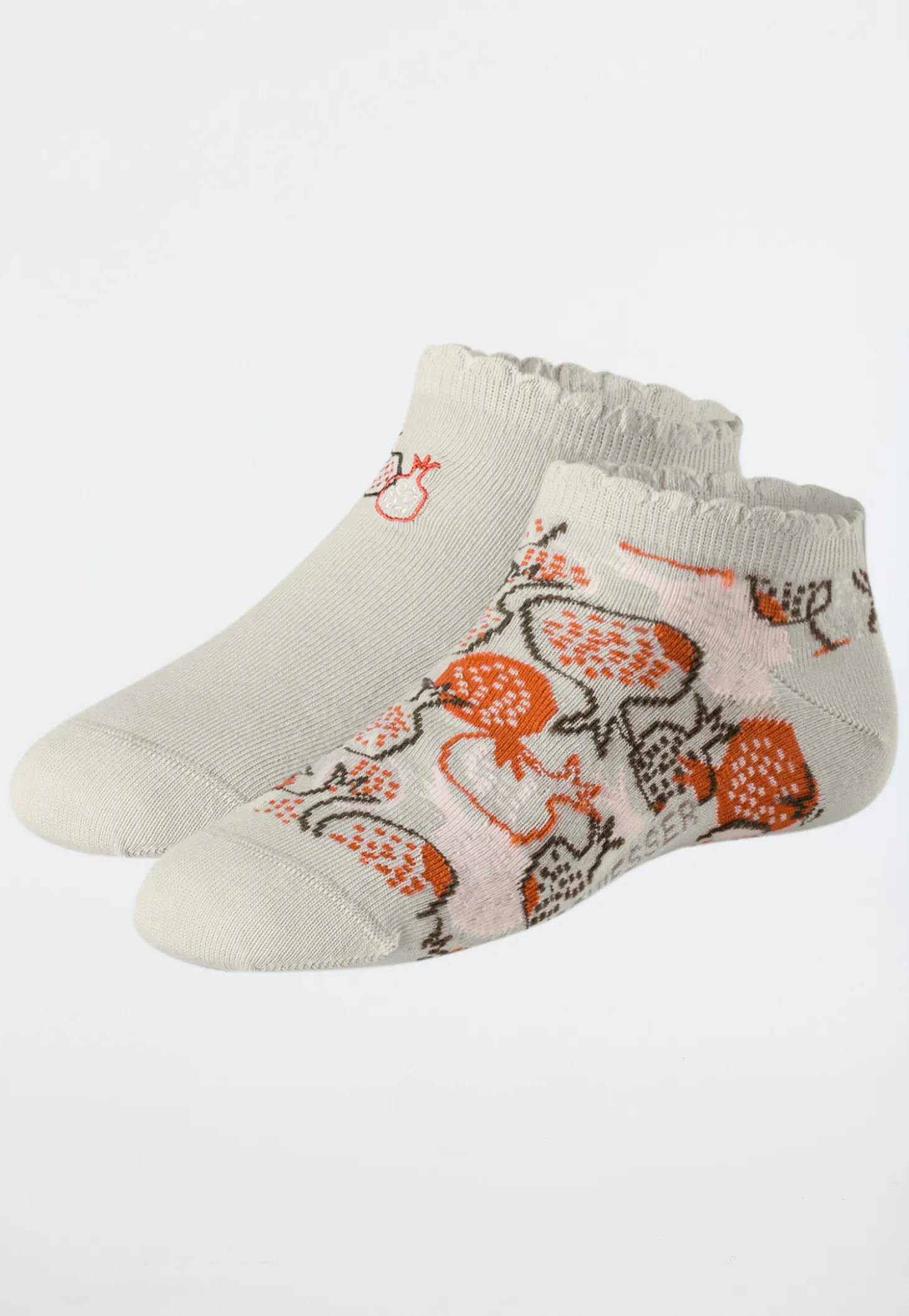 Damensocken Sneaker 2er-Pack Frucht-Artworks hellgrau - Fashion