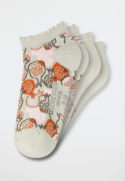 Damensocken Sneaker 2er-Pack Frucht-Artworks hellgrau - Fashion
