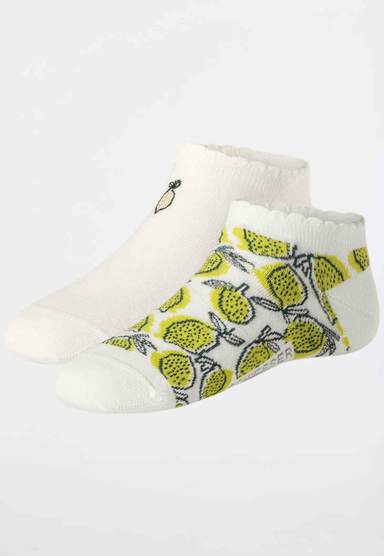 Damensocken Sneaker 2er-Pack Zitronen weiß - Fashion