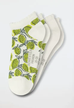 Damensocken Sneaker 2er-Pack Zitronen weiß - Fashion