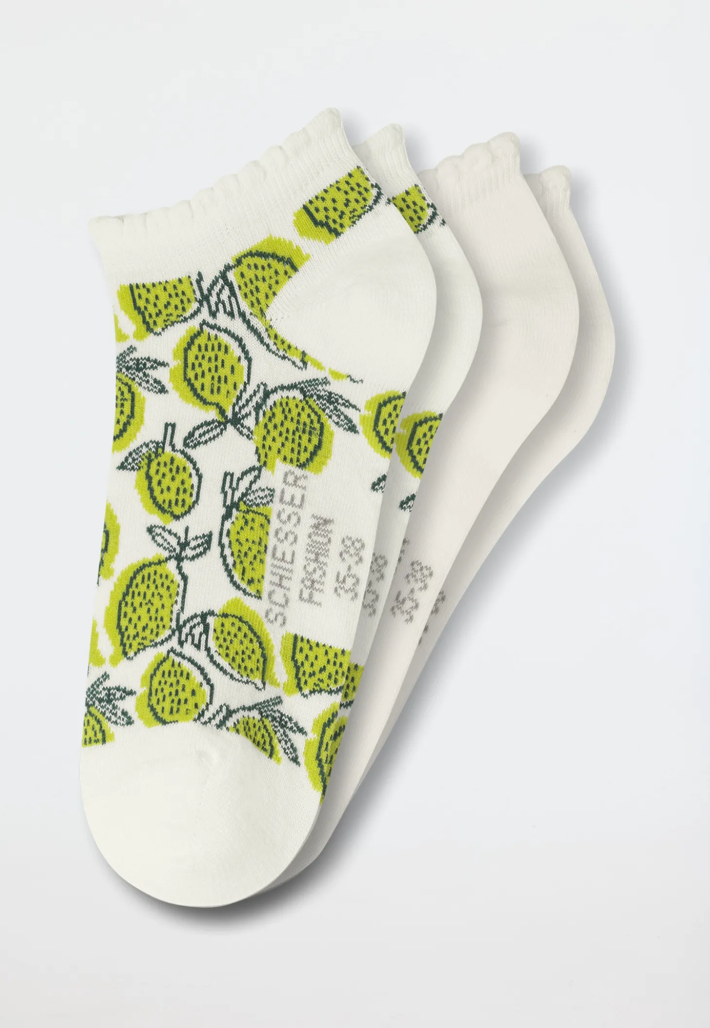 Damensocken Sneaker 2er-Pack Zitronen weiß - Fashion