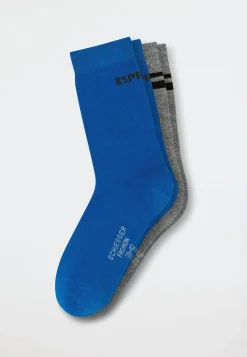 Herrensocken 2er-Pack graumelange/ blau - Fashion