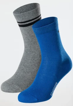 Herrensocken 2er-Pack graumelange/ blau - Fashion