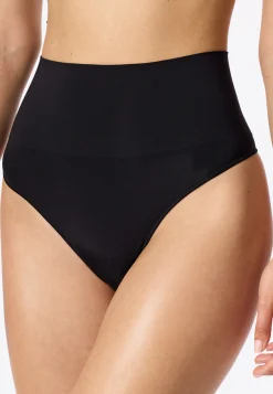 High Waist Cheeky String seamless Jersey schwarz - Seamless Contouring