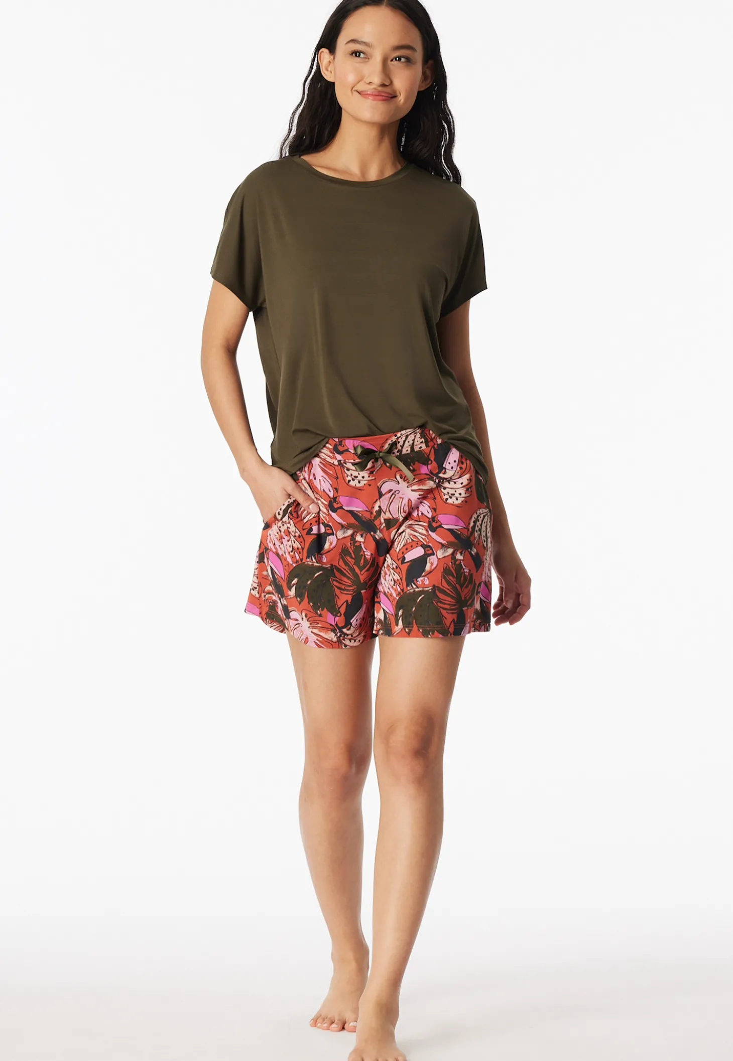 Hose kurz Dschungel terracotta - Mix+Relax