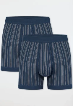 Hose kurz Feinripp 2er-Pack mit Eingriff dunkelblau gestreift - Original Classics