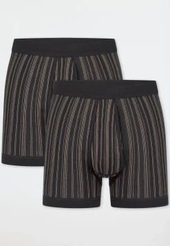 Hose kurz Feinripp 2er-Pack mit Eingriff schwarz gestreift - Original Classics