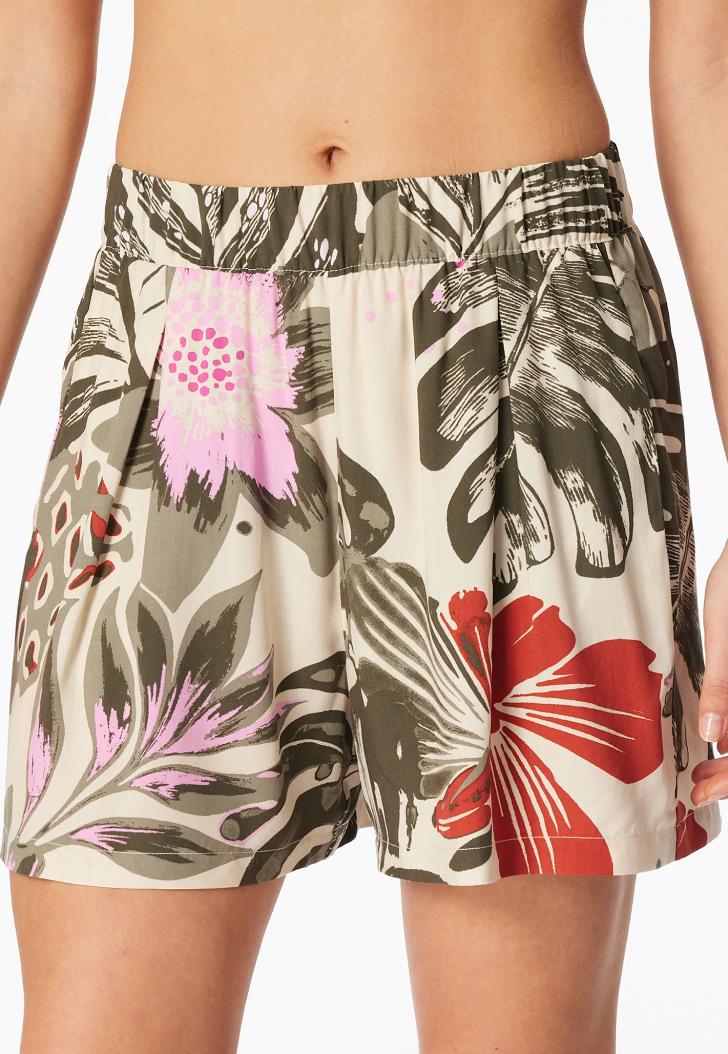 Hose kurz Viskose-Webware Blumen multicolor Mix+Relax
