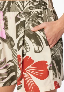 Hose kurz Viskose-Webware Blumen multicolor Mix+Relax