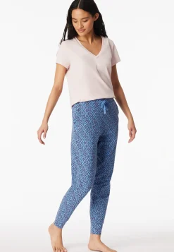 Hose lang Bündchen aqua gemustert - Mix+Relax