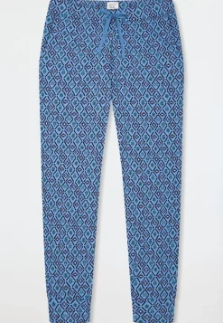 Hose lang Bündchen aqua gemustert - Mix+Relax