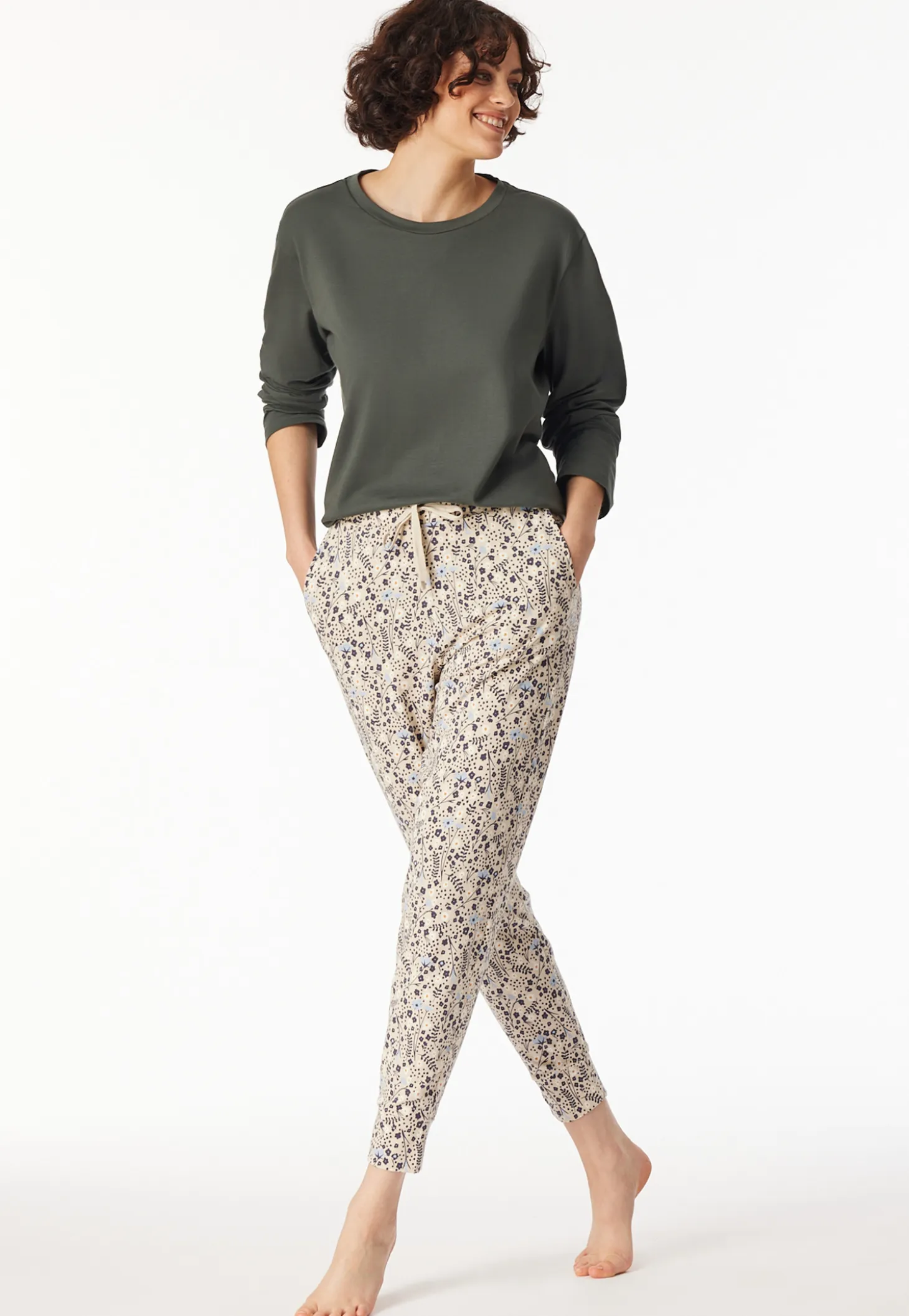 Hose lang Bündchen Blumen multicolor - Mix+Relax