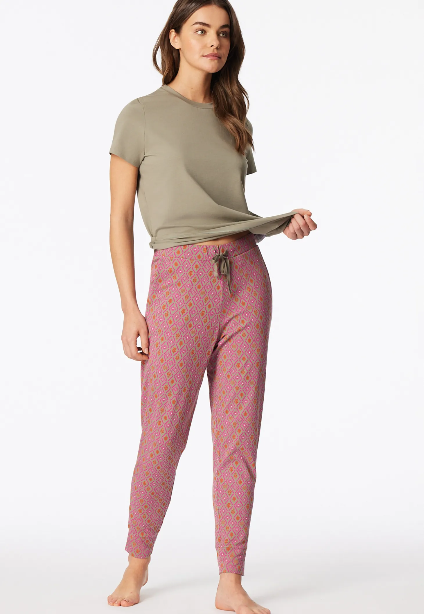 Hose lang Bündchen fuchsia gemustert - Mix+Relax