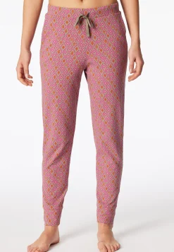 Hose lang Bündchen fuchsia gemustert - Mix+Relax