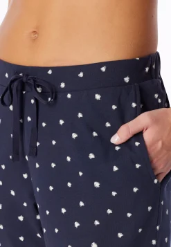 Hose lang Bündchen Punkte dunkelblau - Mix+Relax