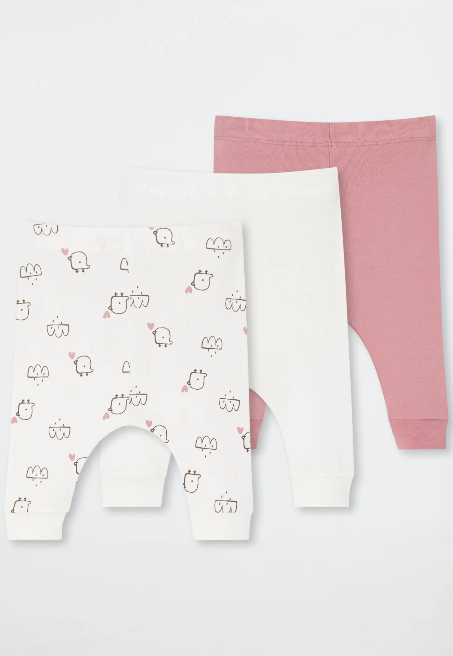 Hose lang 3er-Pack Feinripp mehrfarbig - Baby