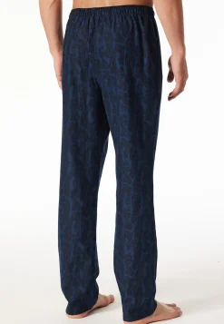 Hose lang Flanell Paisley nachtblau - Mix+Relax