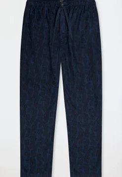 Hose lang Flanell Paisley nachtblau - Mix+Relax