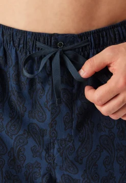 Hose lang Flanell Paisley nachtblau - Mix+Relax