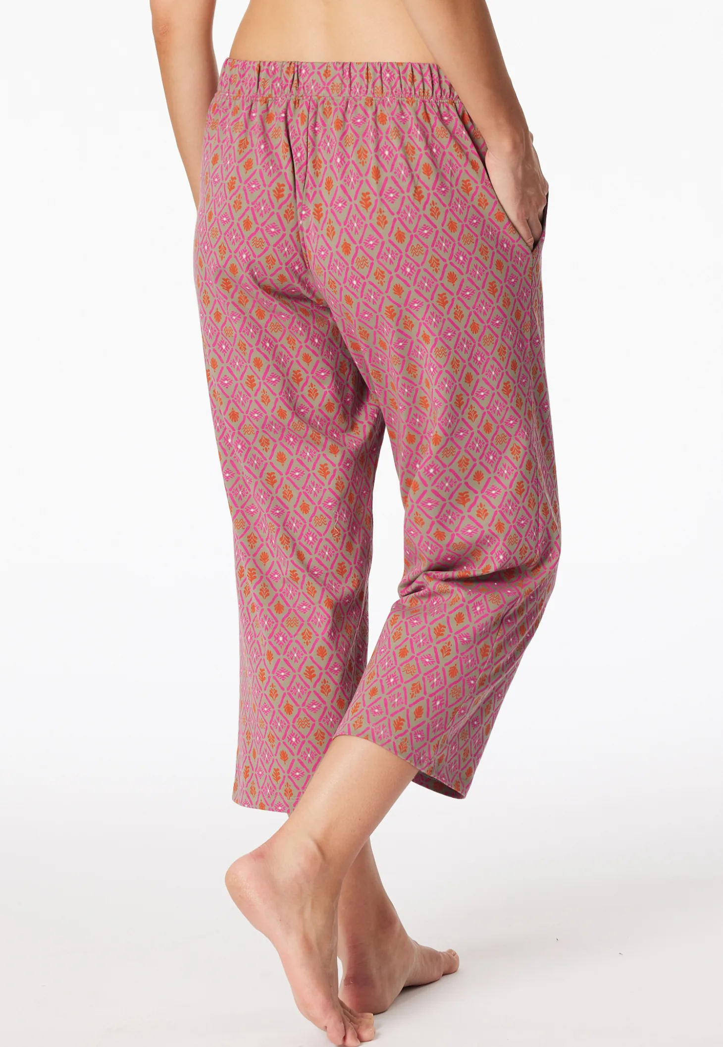Hose 3/4-lang fuchsia gemustert - Mix+Relax