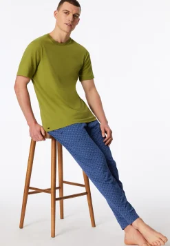 Hose lang Jersey Bündchen blaugrau gemustert - Mix+Relax