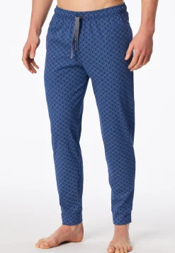 Hose lang Jersey Bündchen blaugrau gemustert - Mix+Relax