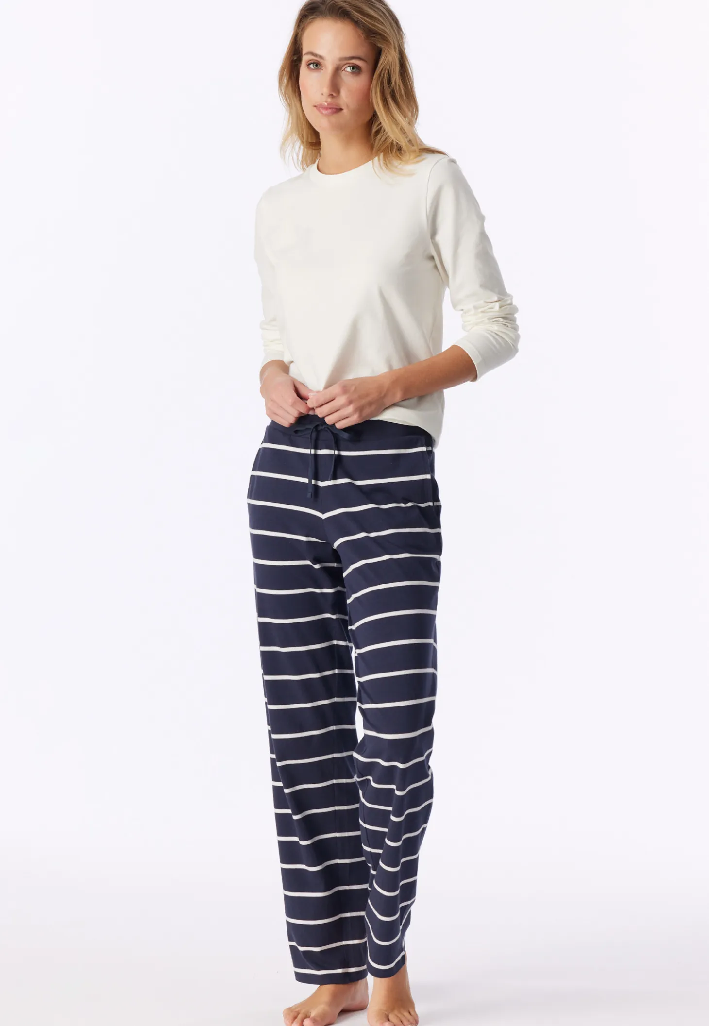 Hose lang Streifen dunkelblau - Mix+Relax