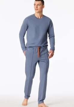 Hose lang Sweat-Qualität blaugrau - Mix+Relax