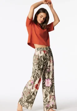 Hose lang Viskose-Webware Blumen multicolor  Mix+Relax