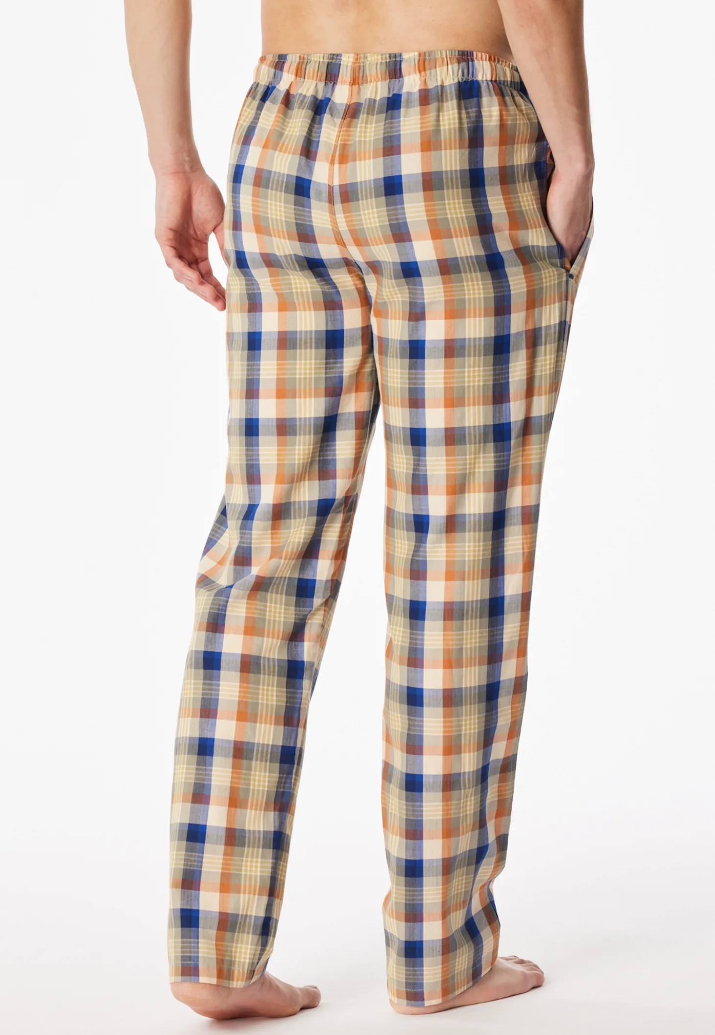 Hose lang Webware beige kariert - Mix+Relax