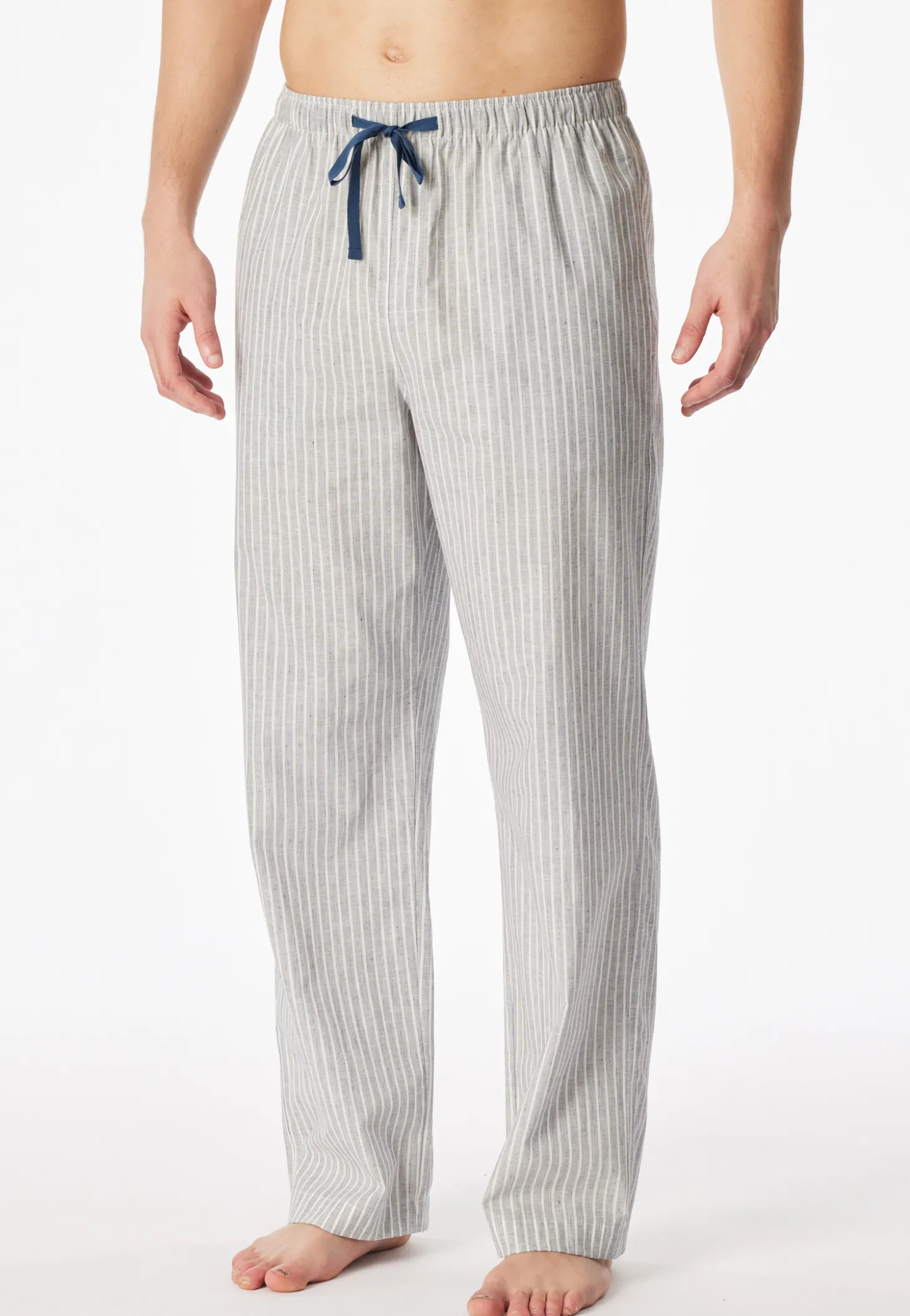 Hose lang Webware Leinen Streifen admiral - Mix+Relax